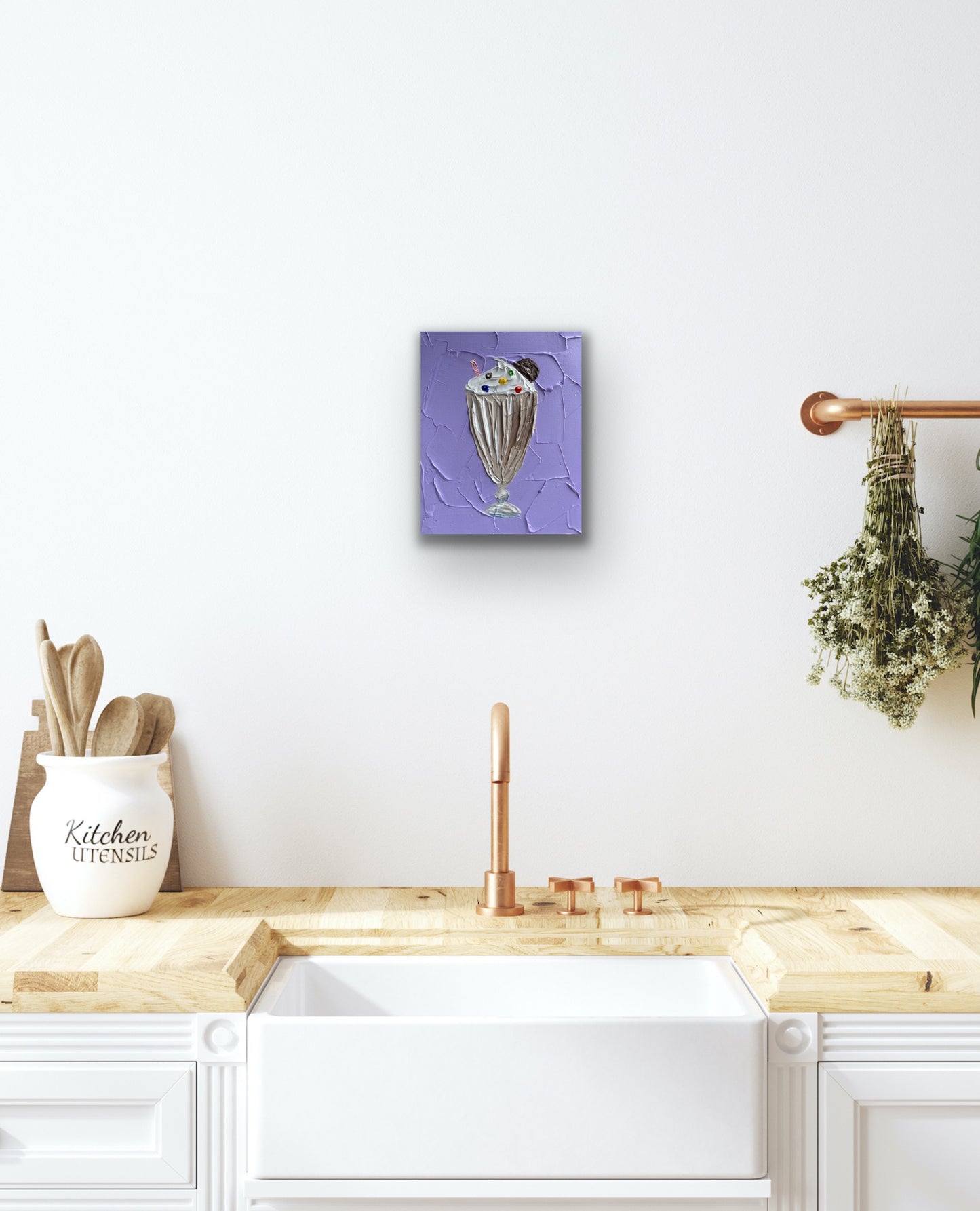 CHOCOLATE MILKSHAKE ON PURPLE 20.4x25.4 cm acrylic on canvas original painting