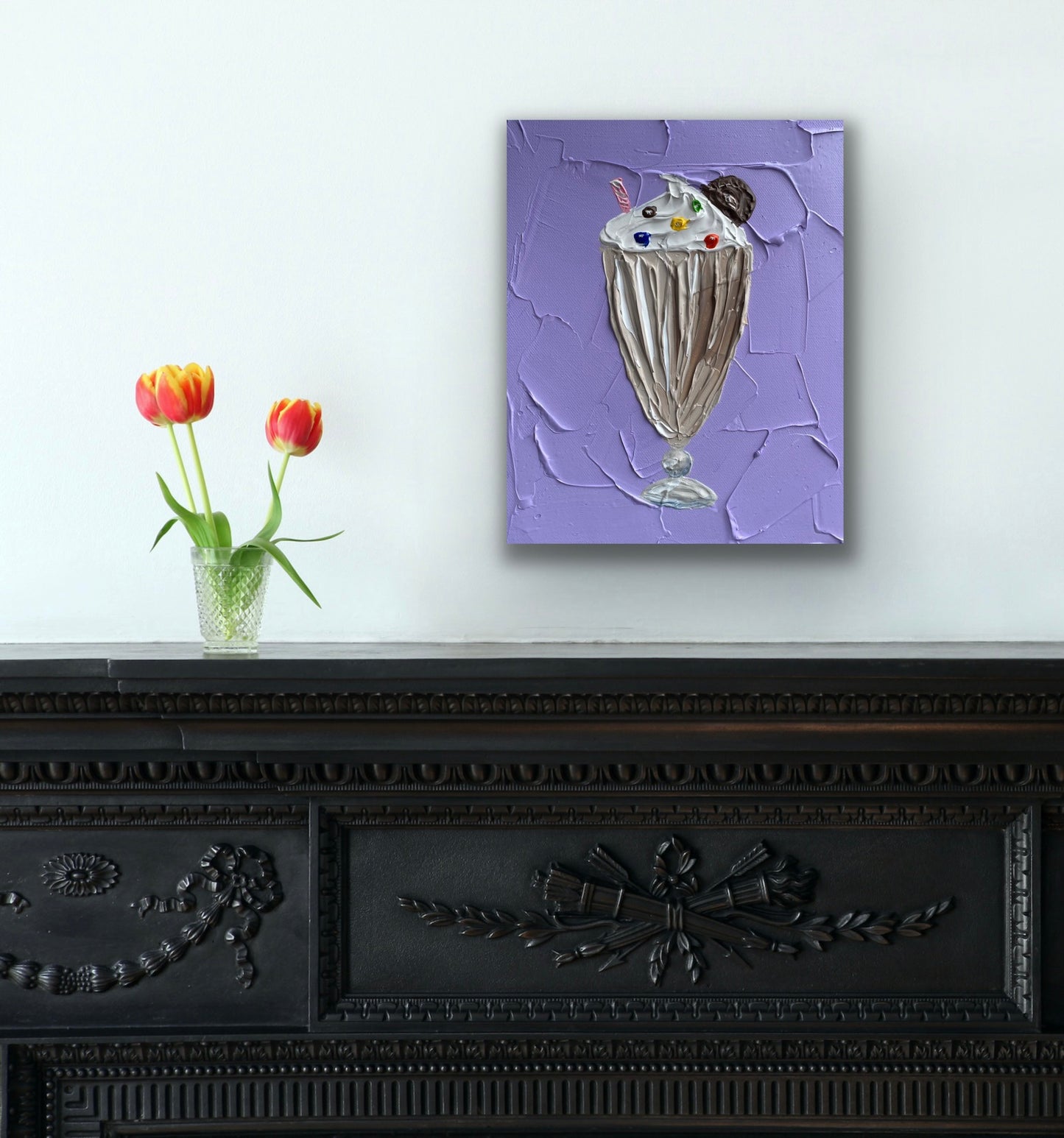CHOCOLATE MILKSHAKE ON PURPLE 20.4x25.4 cm acrylic on canvas original painting