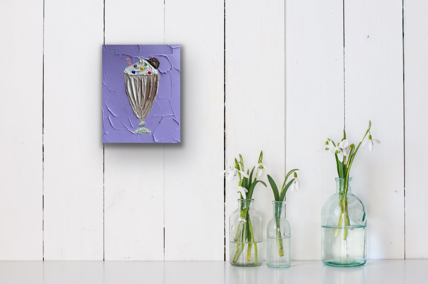 CHOCOLATE MILKSHAKE ON PURPLE 20.4x25.4 cm acrylic on canvas original painting