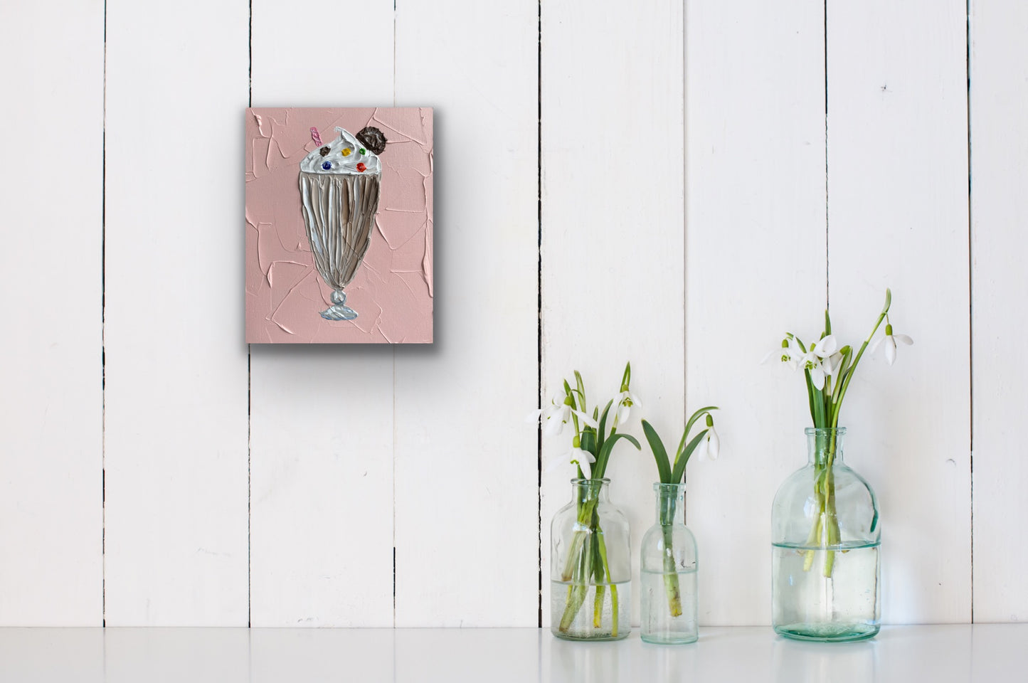 CHOCOLATE MILKSHAKE ON PINK 20.4x25.4 cm acrylic on canvas original painting