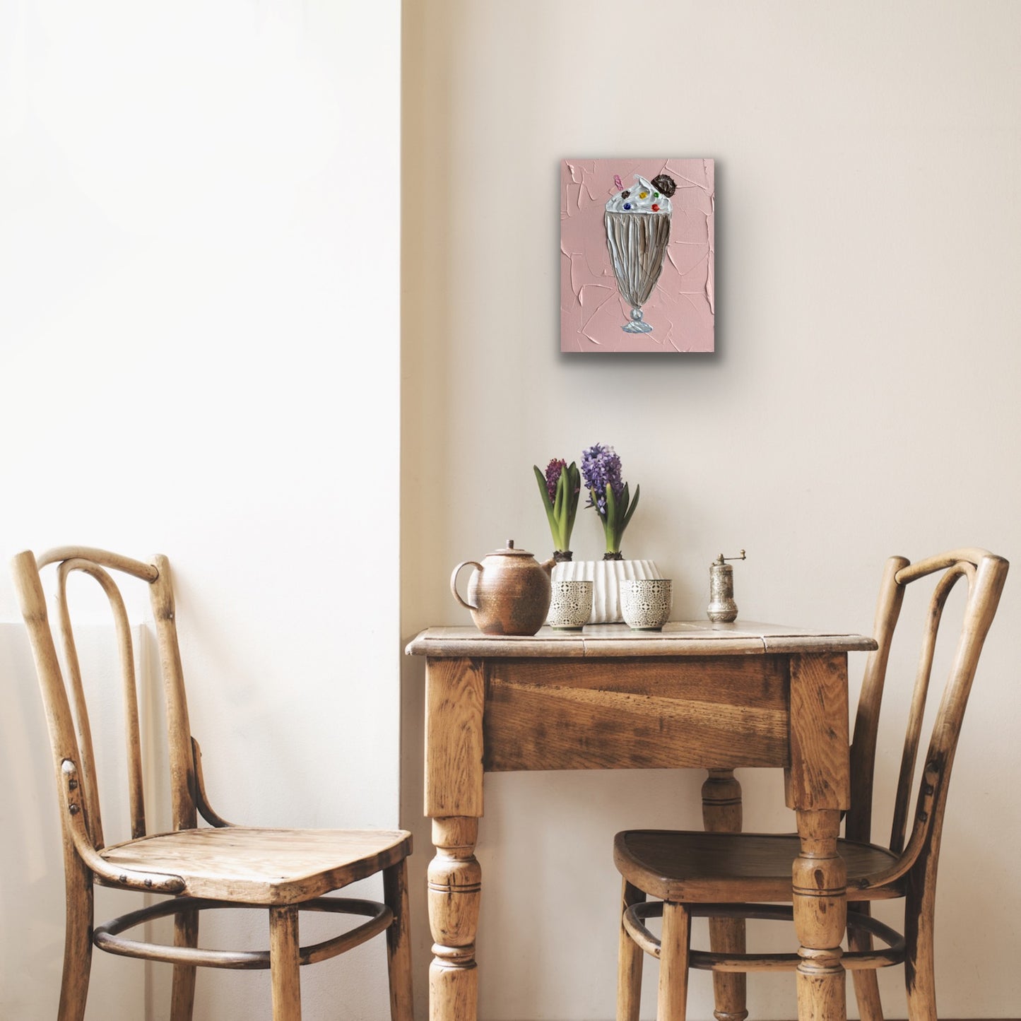 CHOCOLATE MILKSHAKE ON PINK 20.4x25.4 cm acrylic on canvas original painting