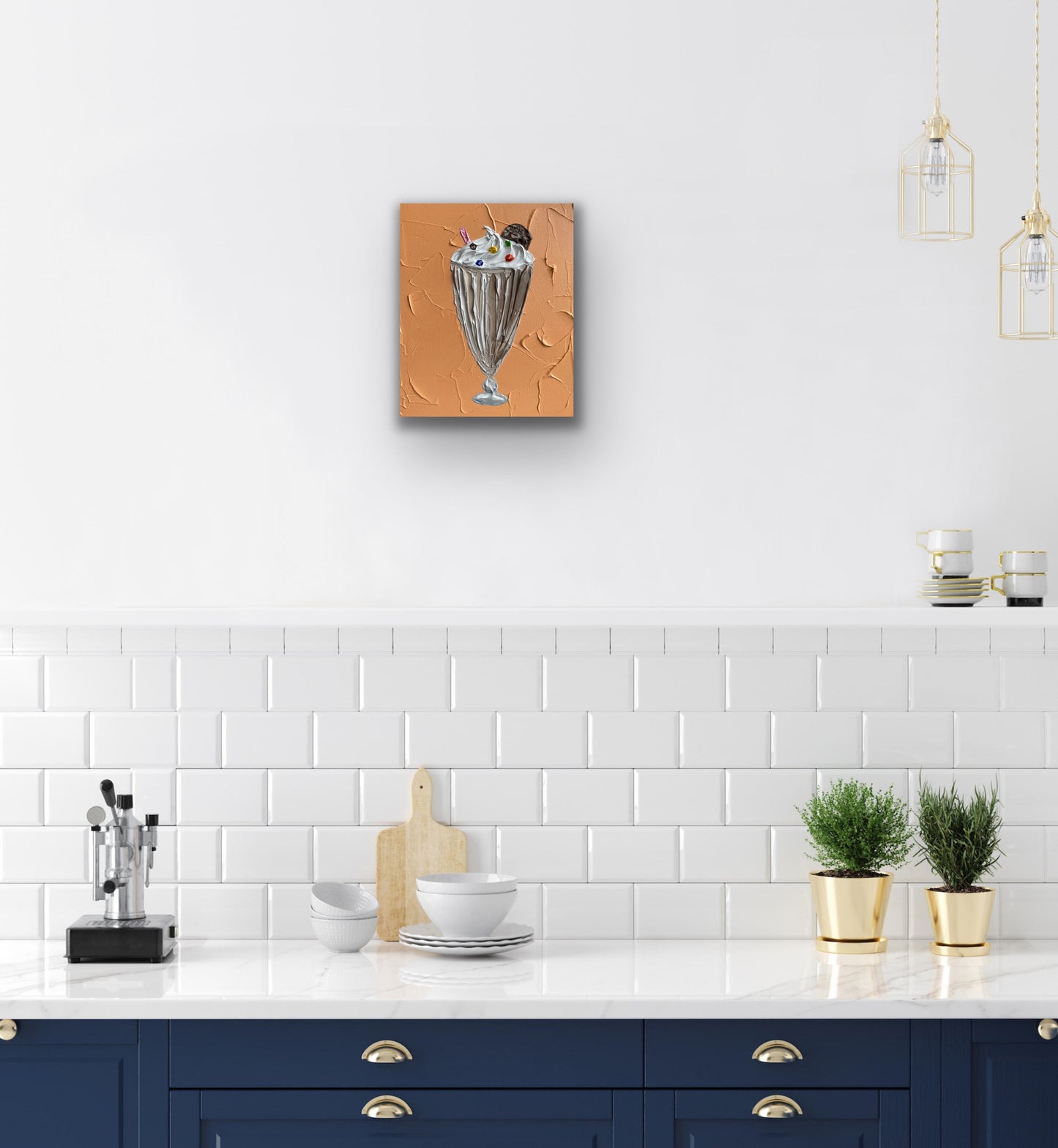 CHOCOLATE MILKSHAKE ON ORANGE 20.4x25.4 cm acrylic on canvas original painting