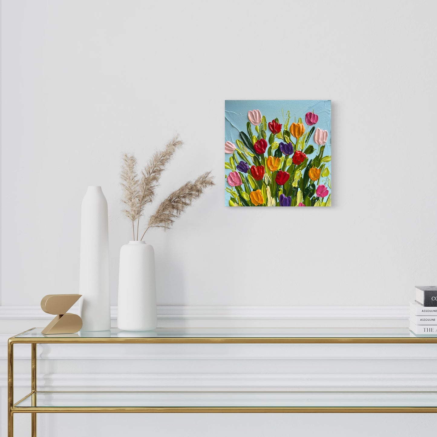 TULIP TAPESTRY 20x20 cm acrylic on canvas original painting