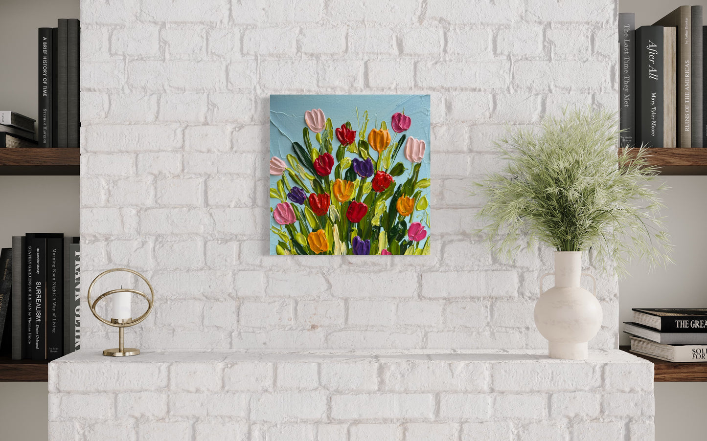 TULIP TAPESTRY 20x20 cm acrylic on canvas original painting