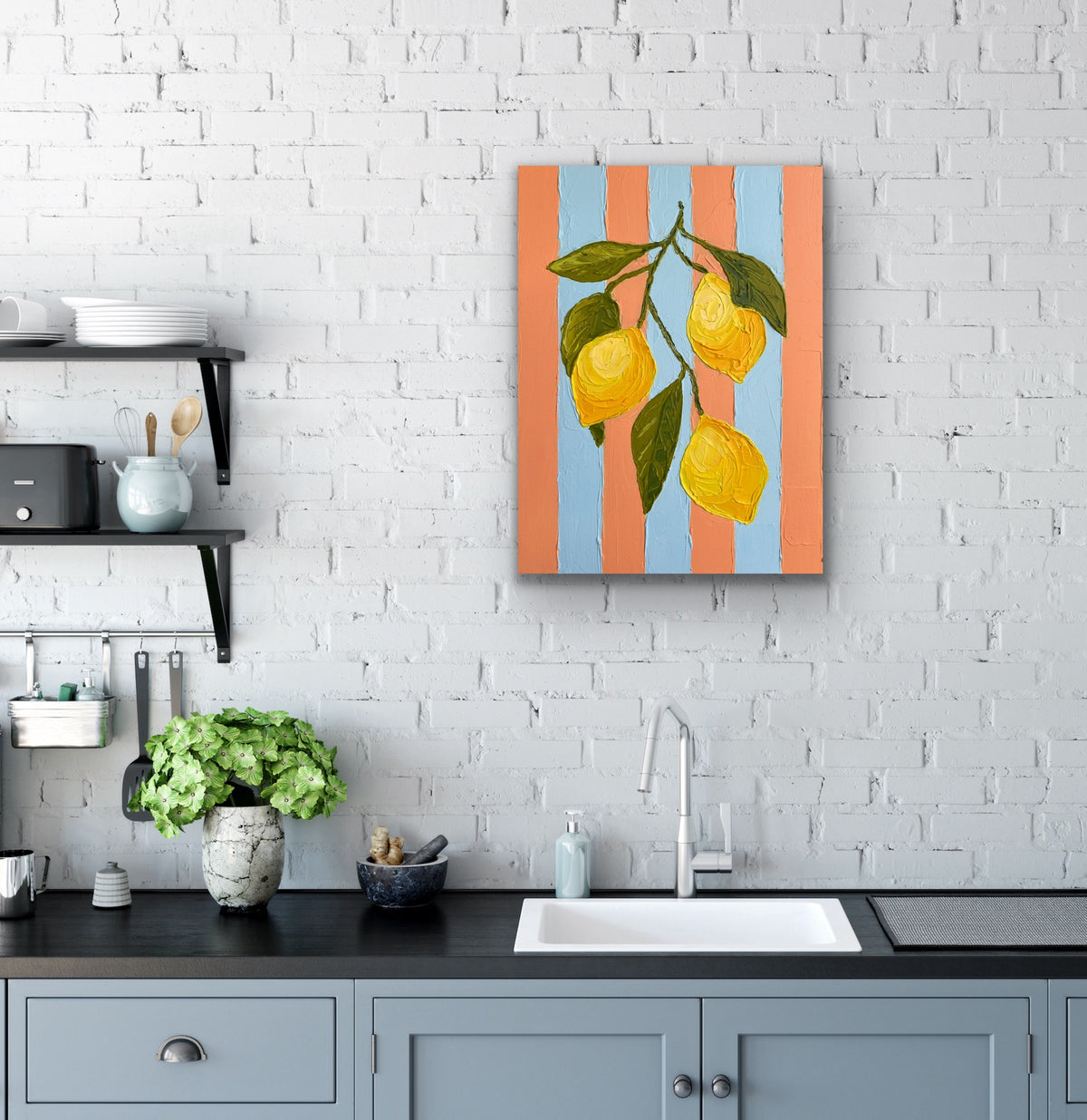 FRESH PICKED LEMONS 31x41 cm acrylic on canvas original painting
