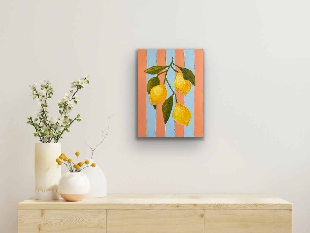 FRESH PICKED LEMONS 31x41 cm acrylic on canvas original painting