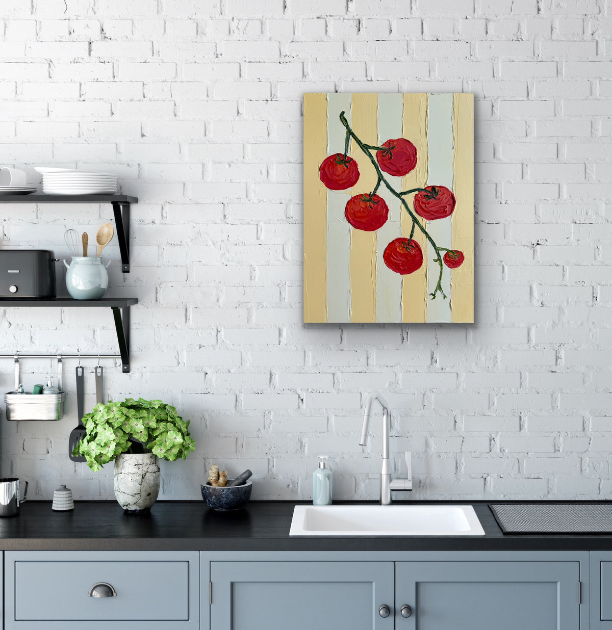 SUNLIT TOMATOES 31x41 cm acrylic on canvas original painting