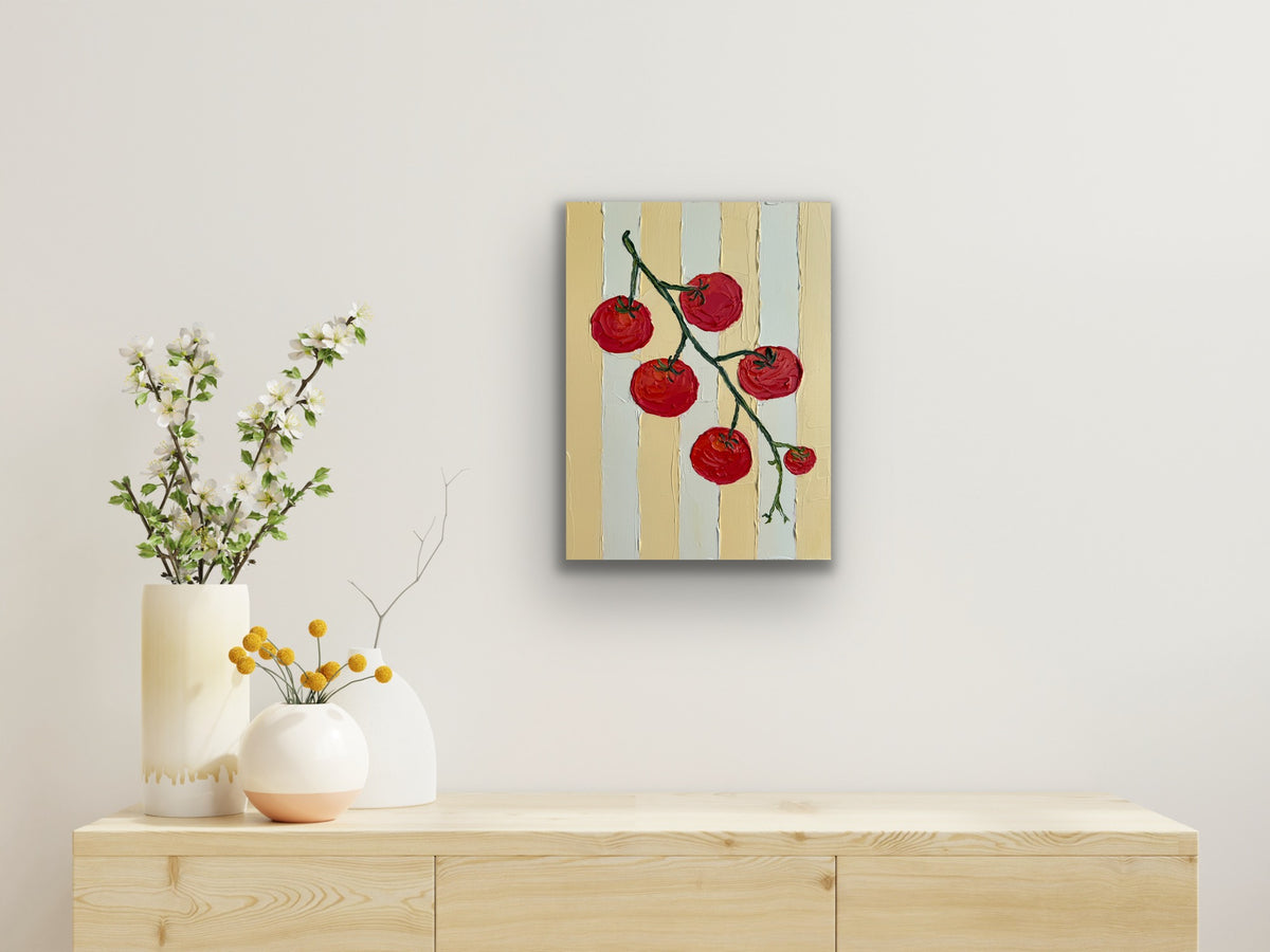 SUNLIT TOMATOES 31x41 cm acrylic on canvas original painting