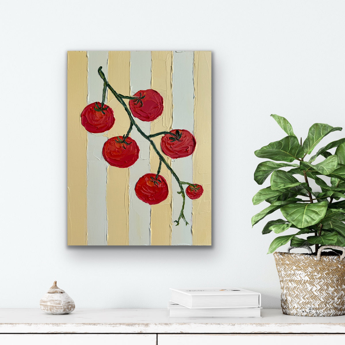 SUNLIT TOMATOES 31x41 cm acrylic on canvas original painting