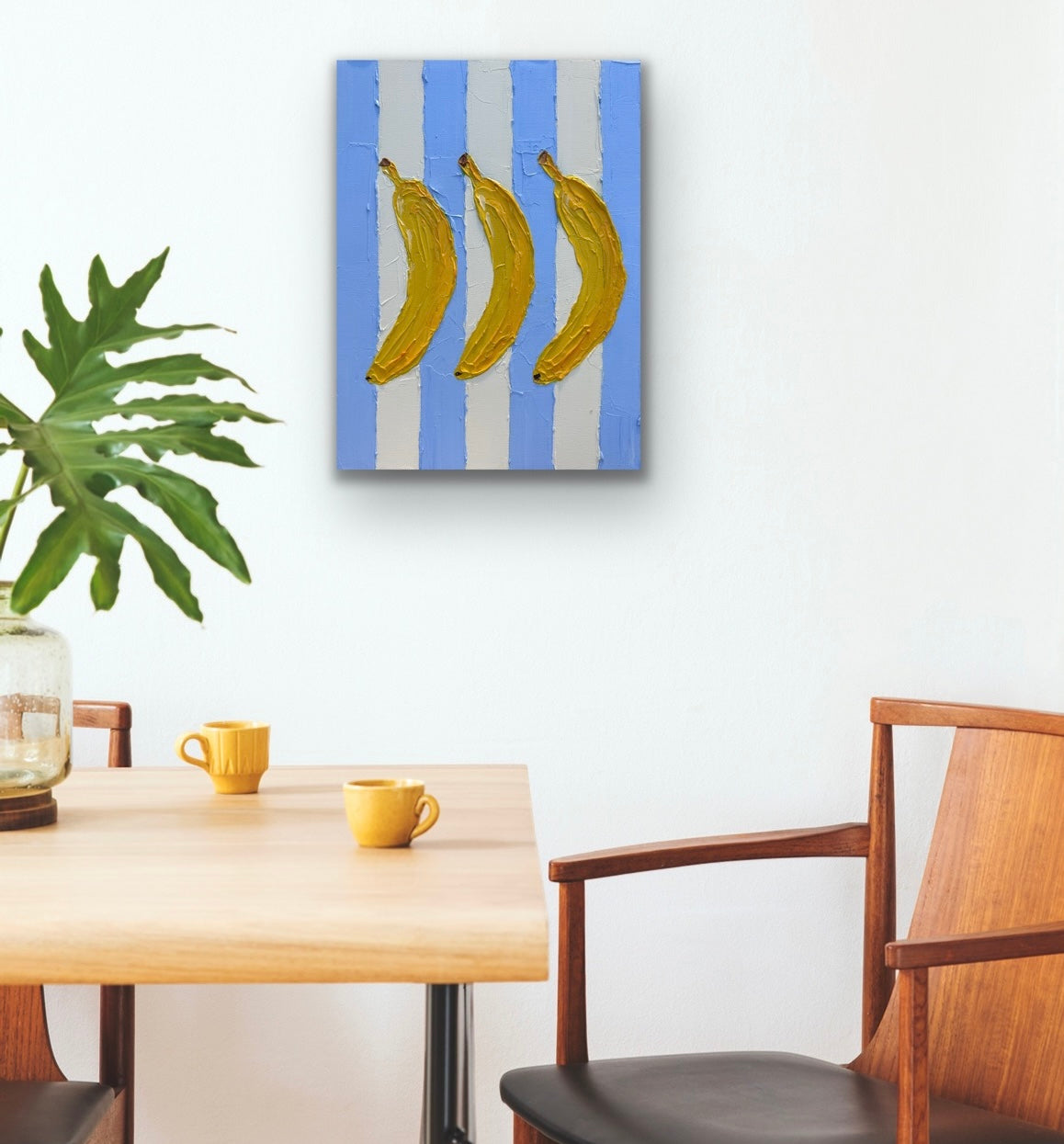 THREE BANANAS 31x41 cm acrylic on canvas original painting