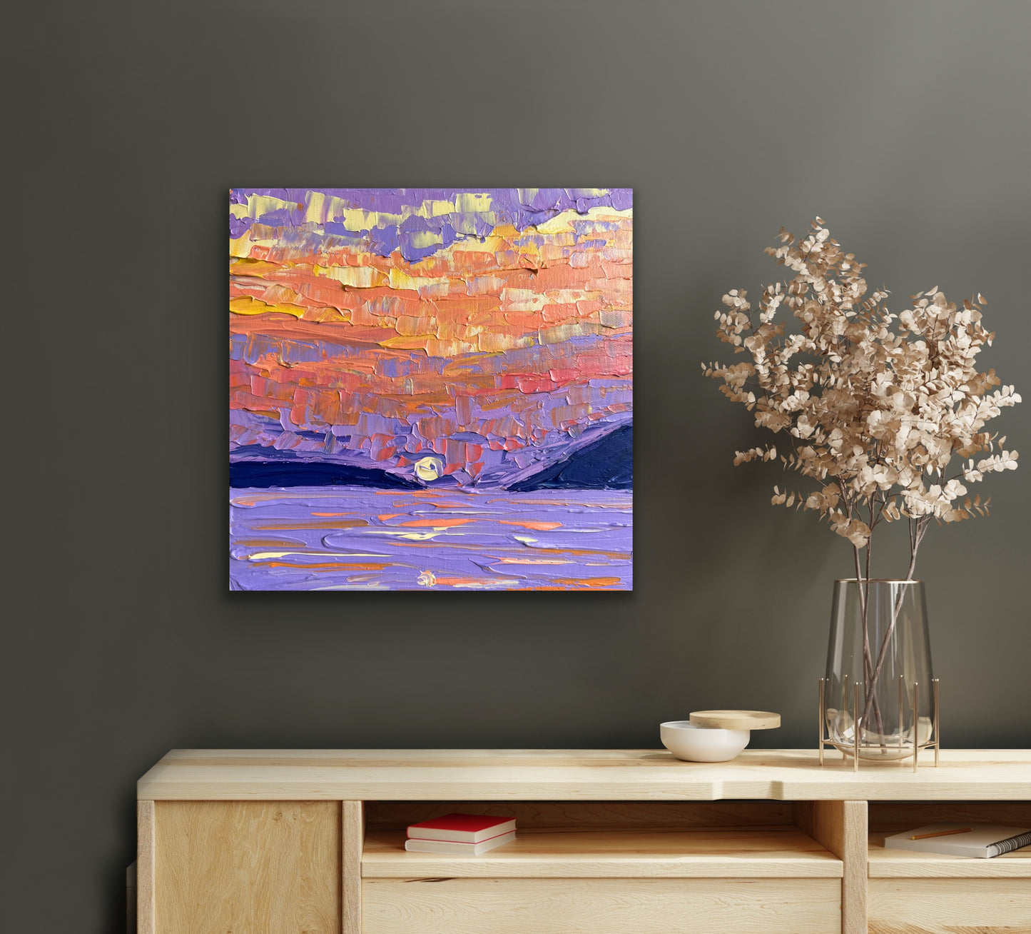 SUNSET SKIES 30.5x30.5 cm acrylic on canvas original painting