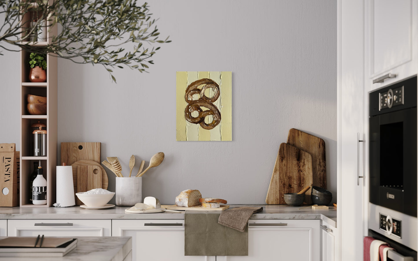 PRETZELS 20.4x25.4 cm acrylic on canvas original painting