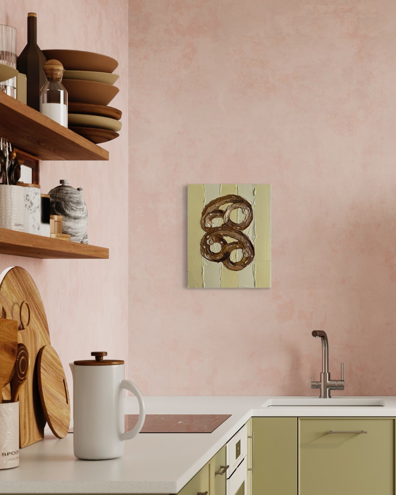PRETZELS 20.4x25.4 cm acrylic on canvas original painting