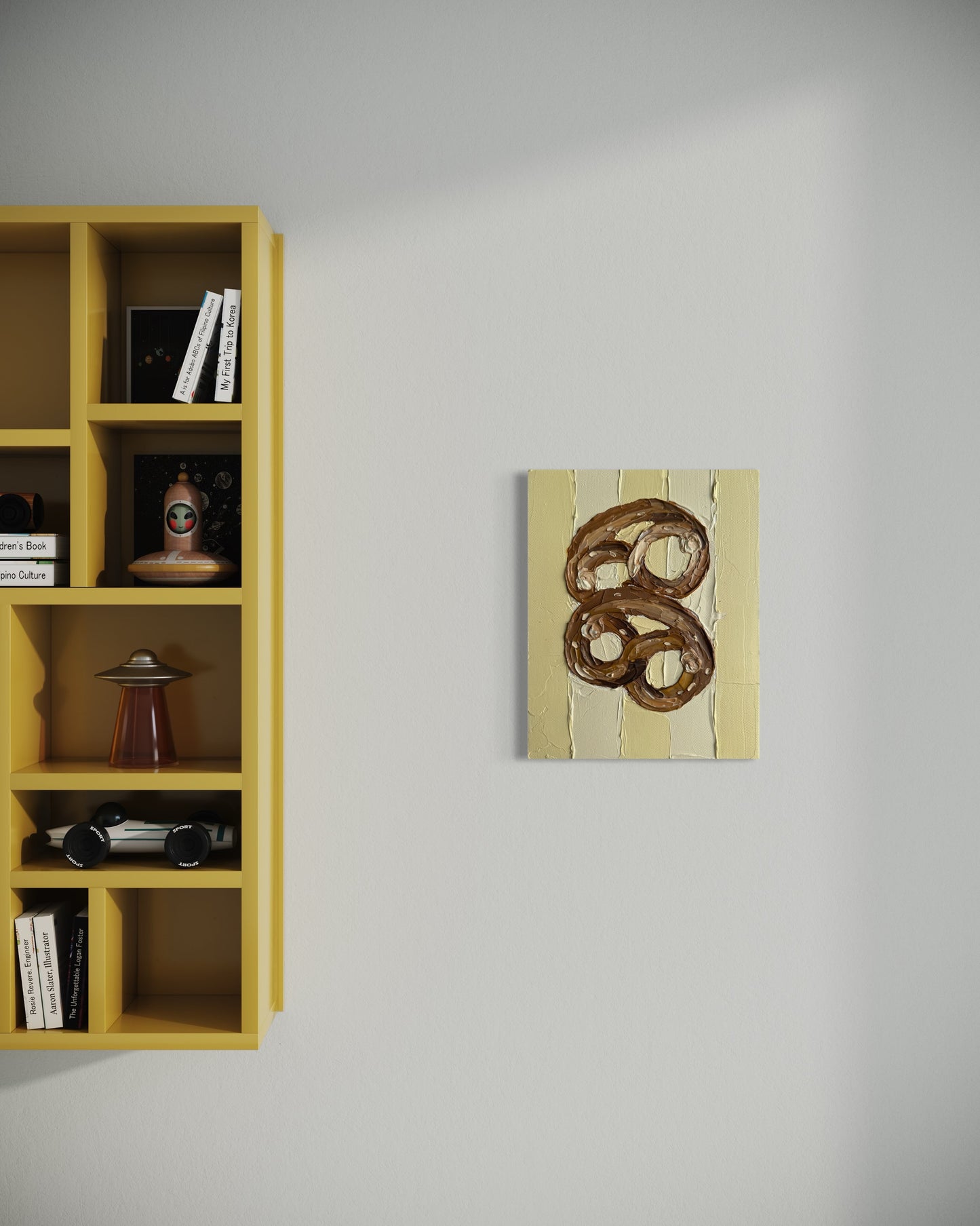 PRETZELS 20.4x25.4 cm acrylic on canvas original painting