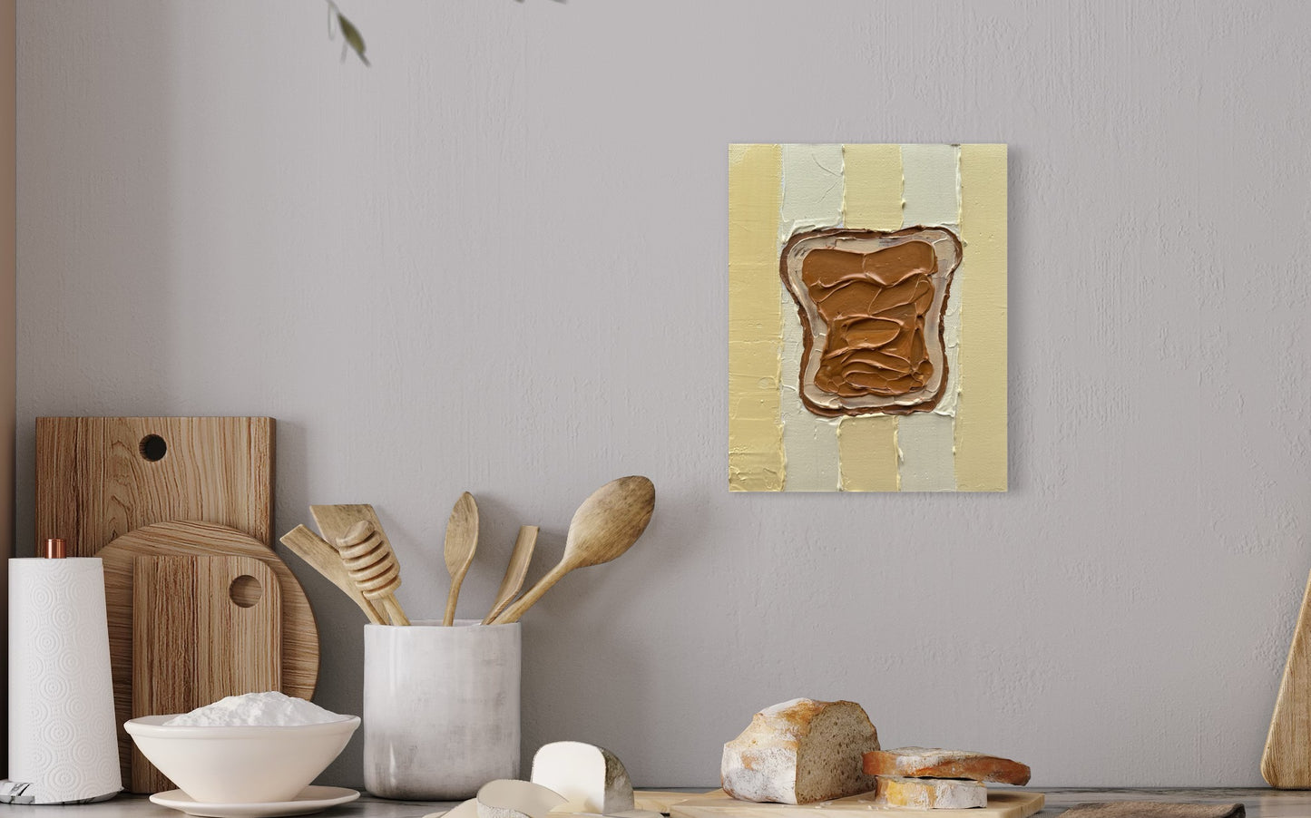 PEANUT BUTTER TOAST 20.4x25.4 cm acrylic on canvas original painting