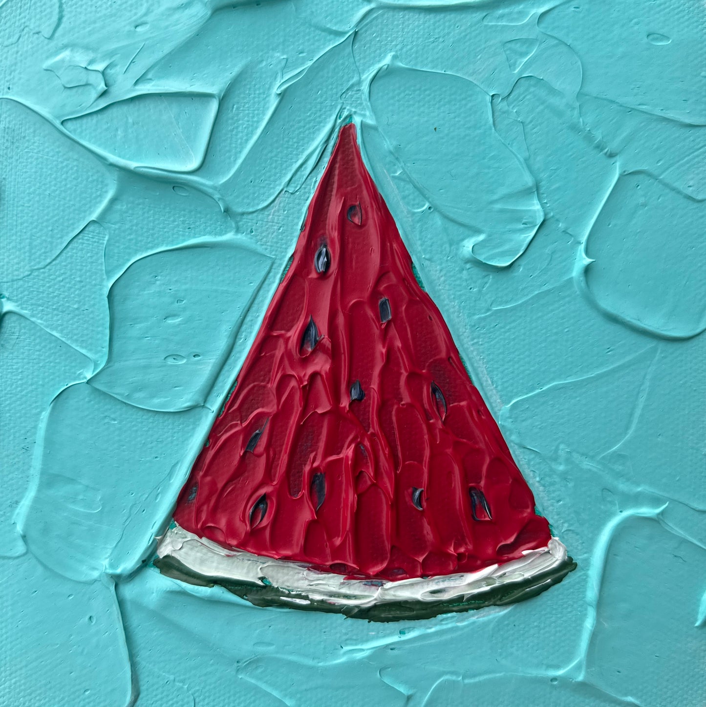 WATERMELON SLICE 15x15 cm acrylic on canvas original painting