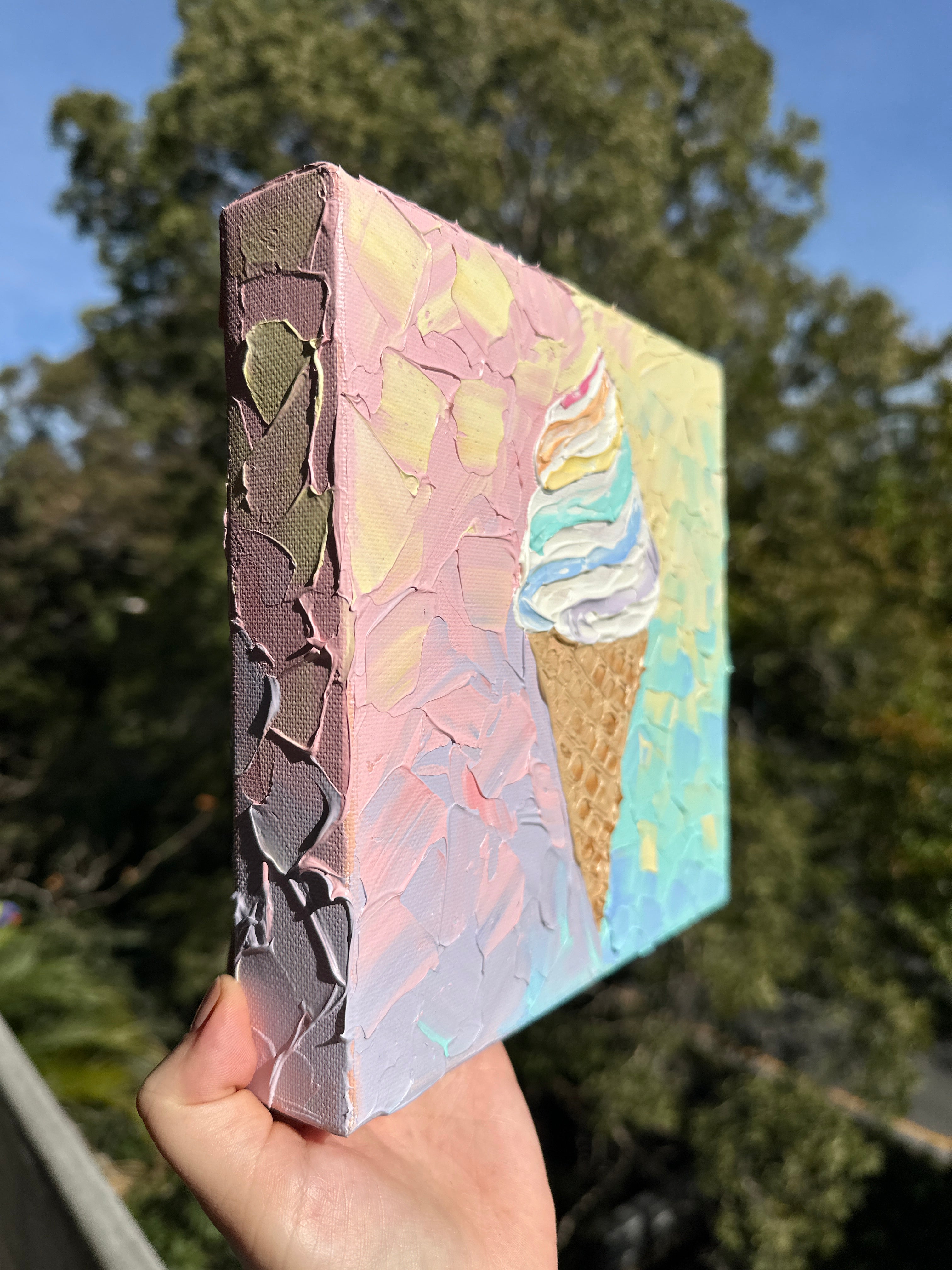 ICE CREAM CONE 4 20x20 cm acrylic on canvas original painting