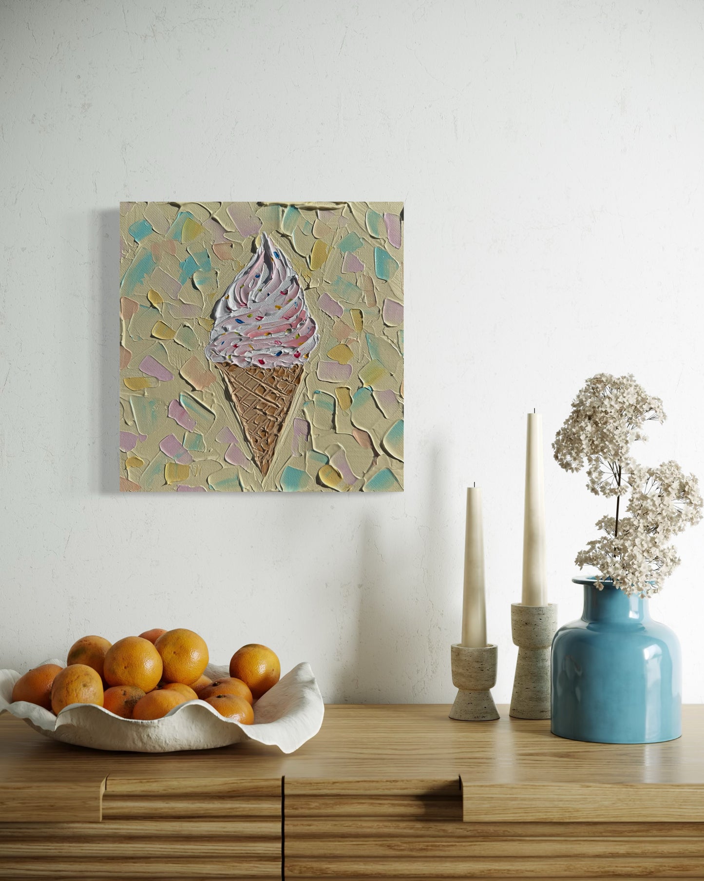 ICE CREAM CONE 3 20x20 cm acrylic on canvas original painting