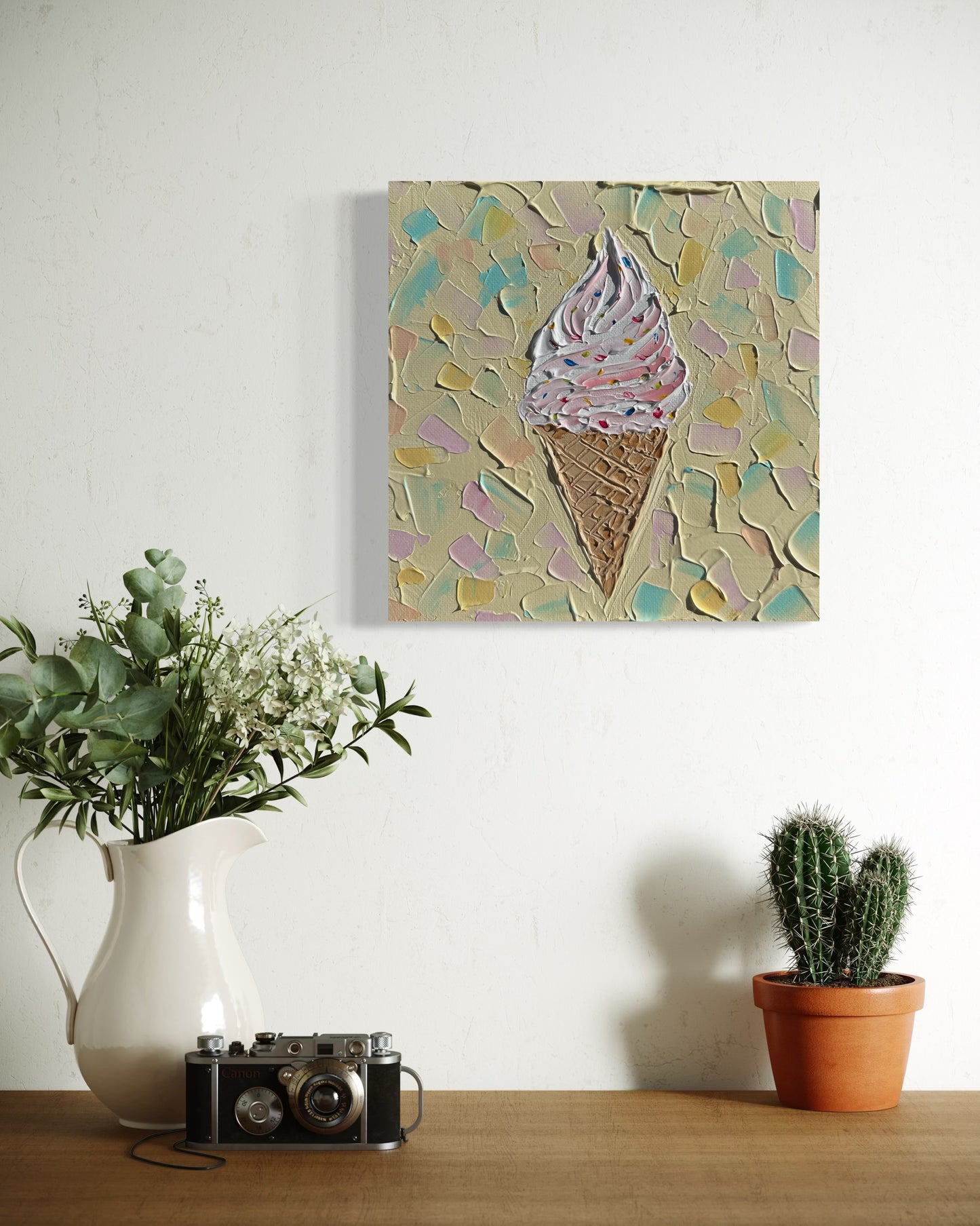 ICE CREAM CONE 3 20x20 cm acrylic on canvas original painting