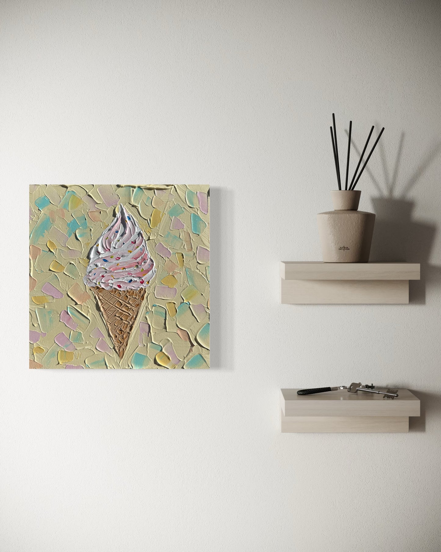 ICE CREAM CONE 3 20x20 cm acrylic on canvas original painting