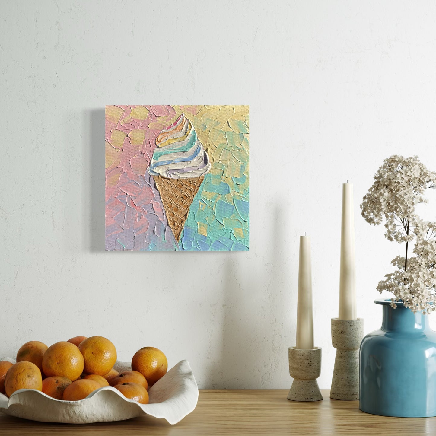 ICE CREAM CONE 4 20x20 cm acrylic on canvas original painting