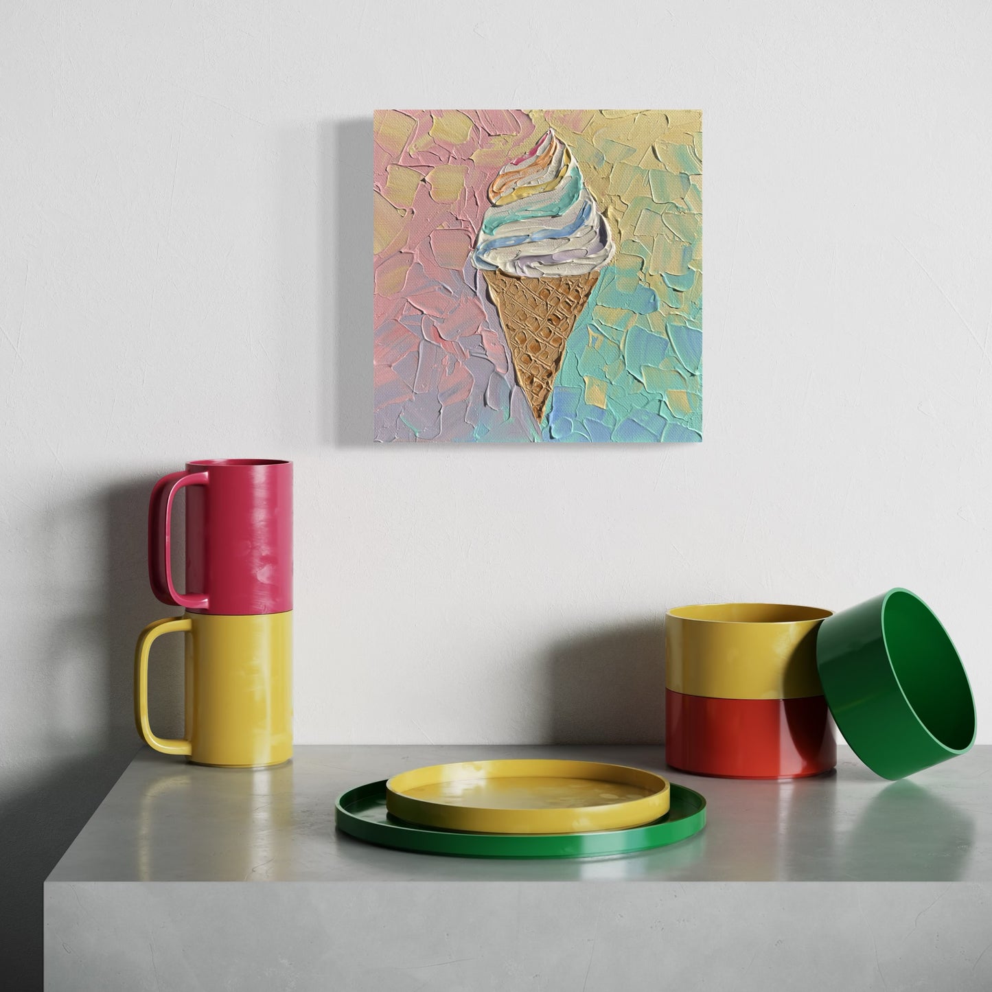 ICE CREAM CONE 4 20x20 cm acrylic on canvas original painting