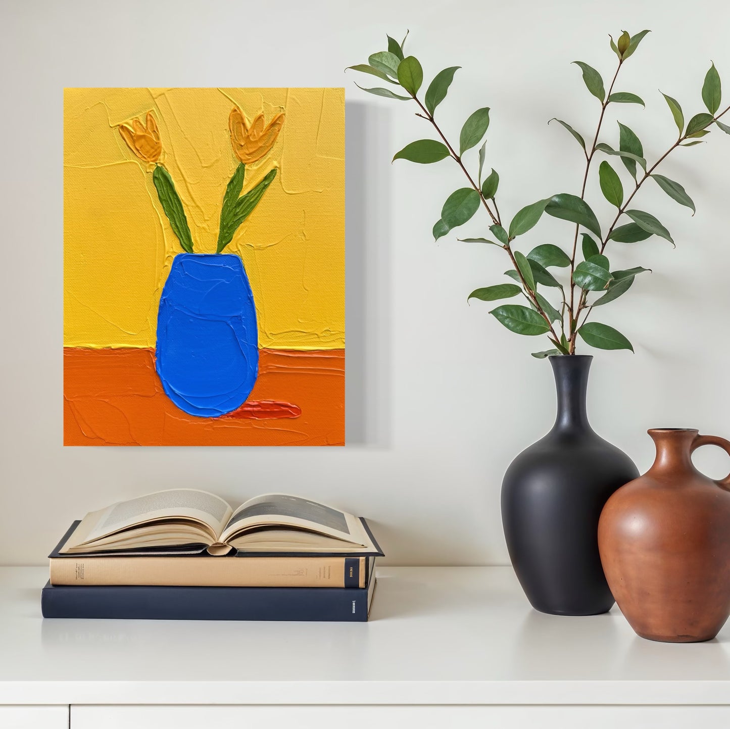 STILL LIFE WITH TULIPS 20x25.4 cm acrylic on canvas original painting