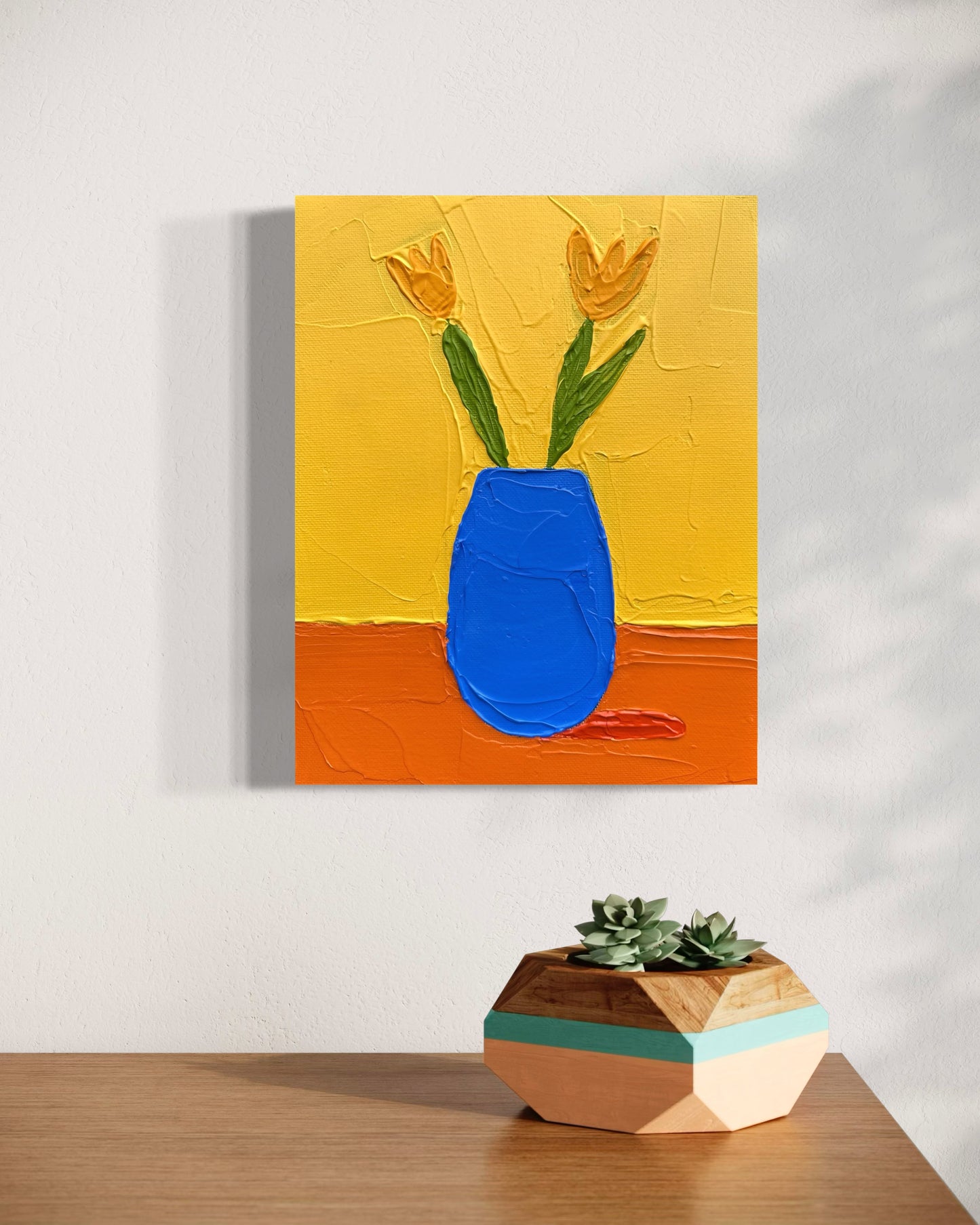 STILL LIFE WITH TULIPS 20x25.4 cm acrylic on canvas original painting