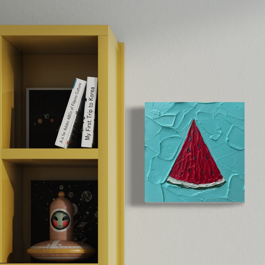 WATERMELON SLICE 15x15 cm acrylic on canvas original painting