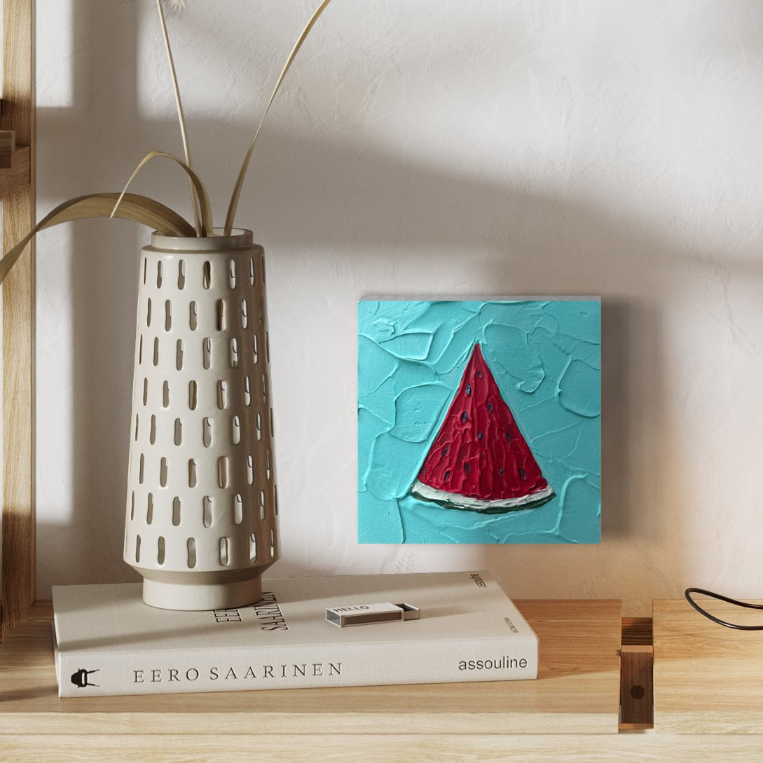 WATERMELON SLICE 15x15 cm acrylic on canvas original painting