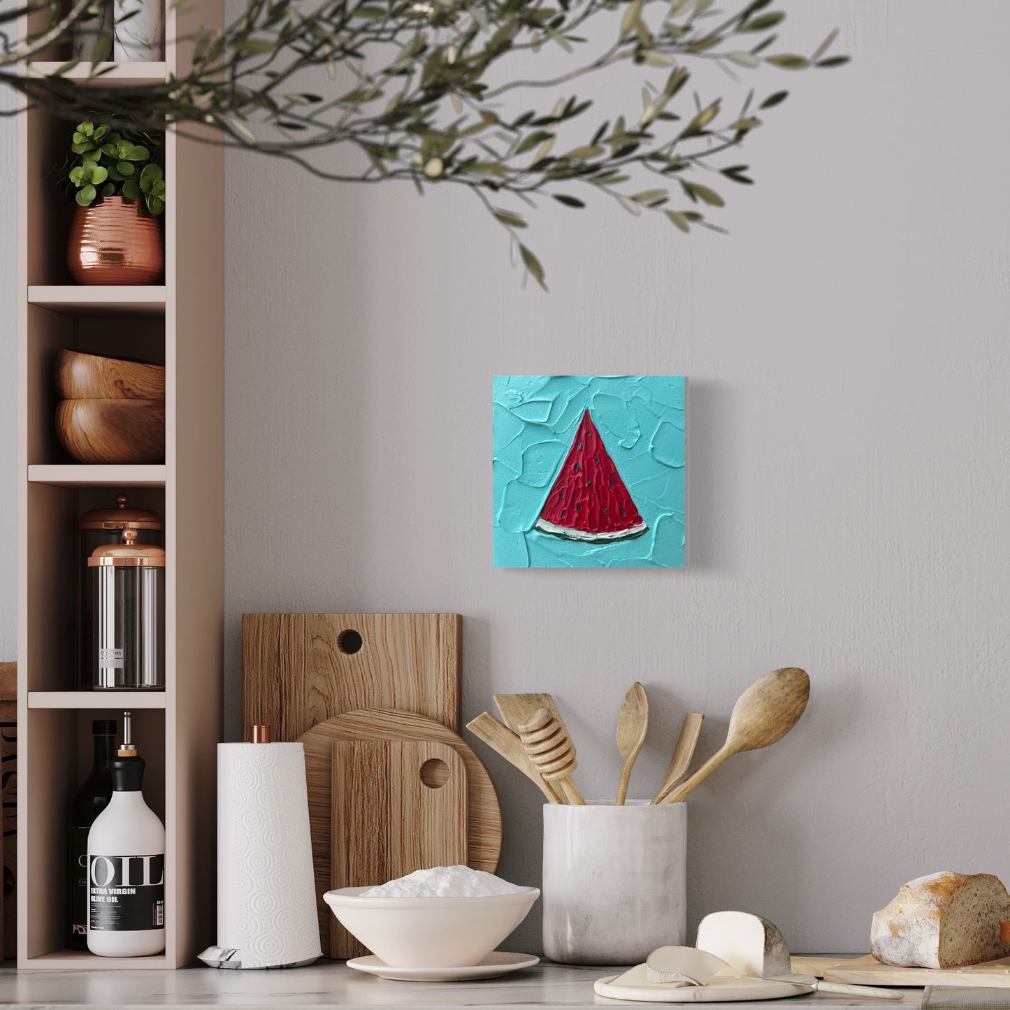WATERMELON SLICE 15x15 cm acrylic on canvas original painting