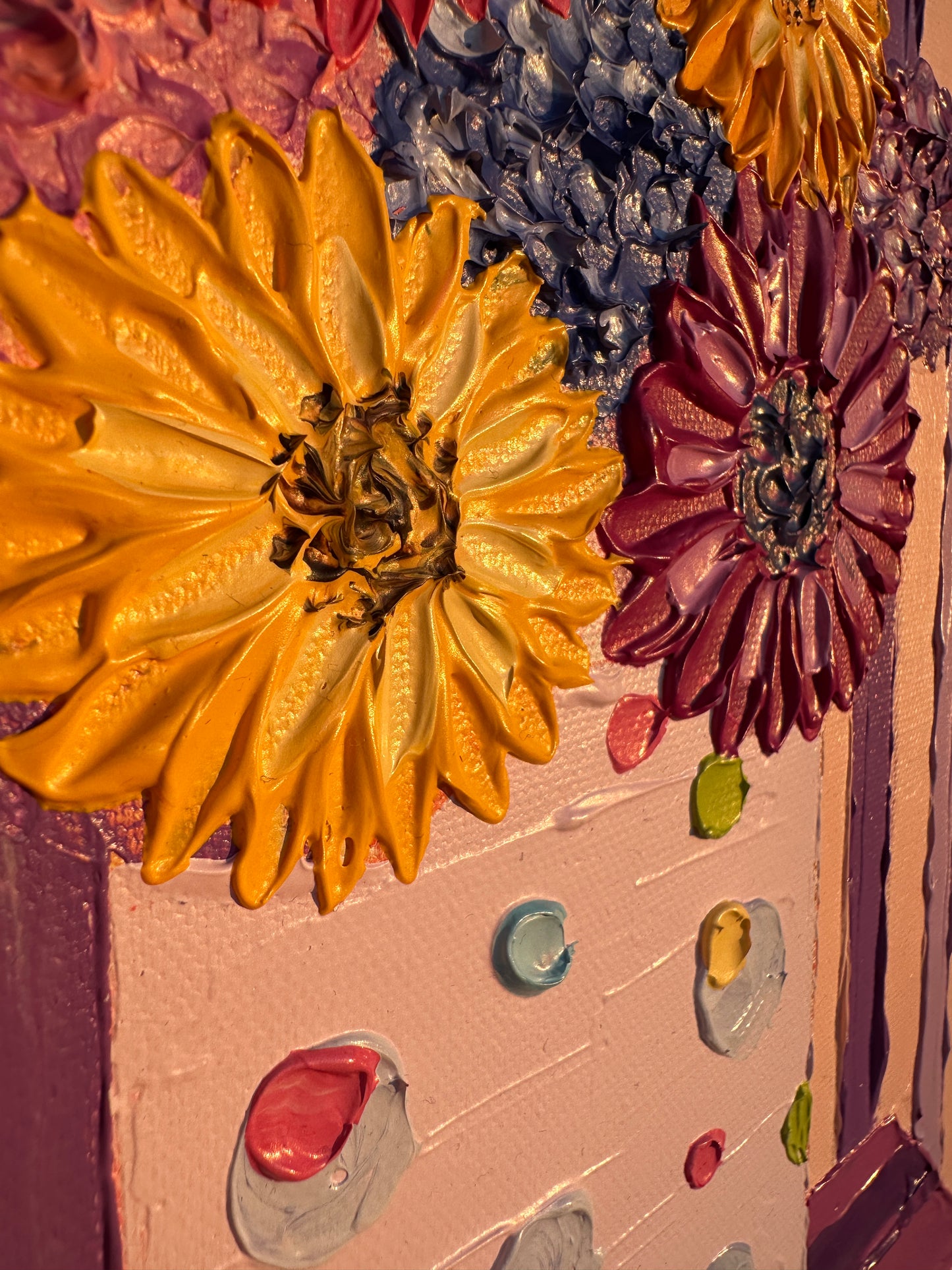 BLOOM AND STRIPES 30.5x30.5 cm acrylic on canvas original painting