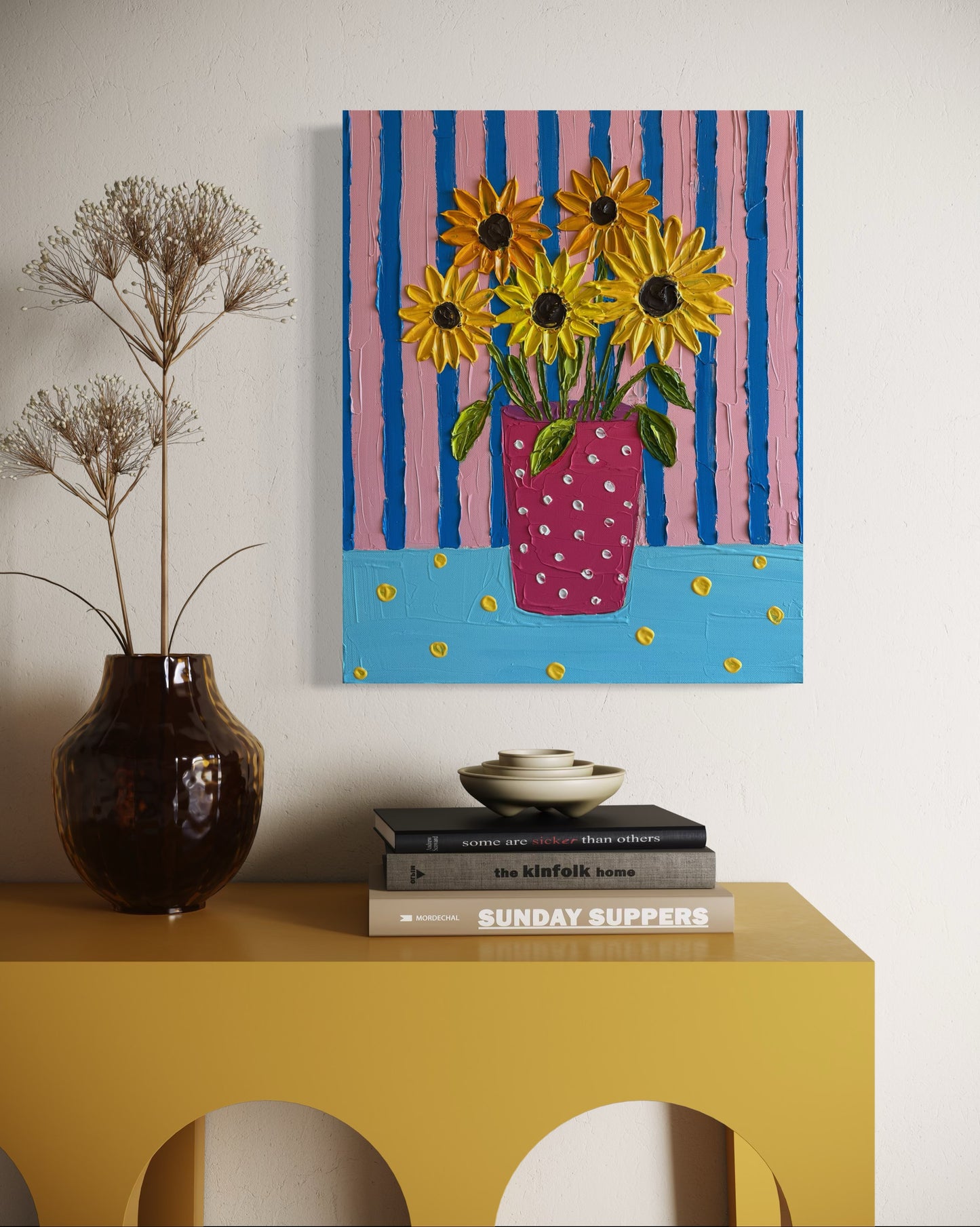 MATISSE INSPIRED SUNFLOWERS 41x51 cm acrylic on canvas original painting