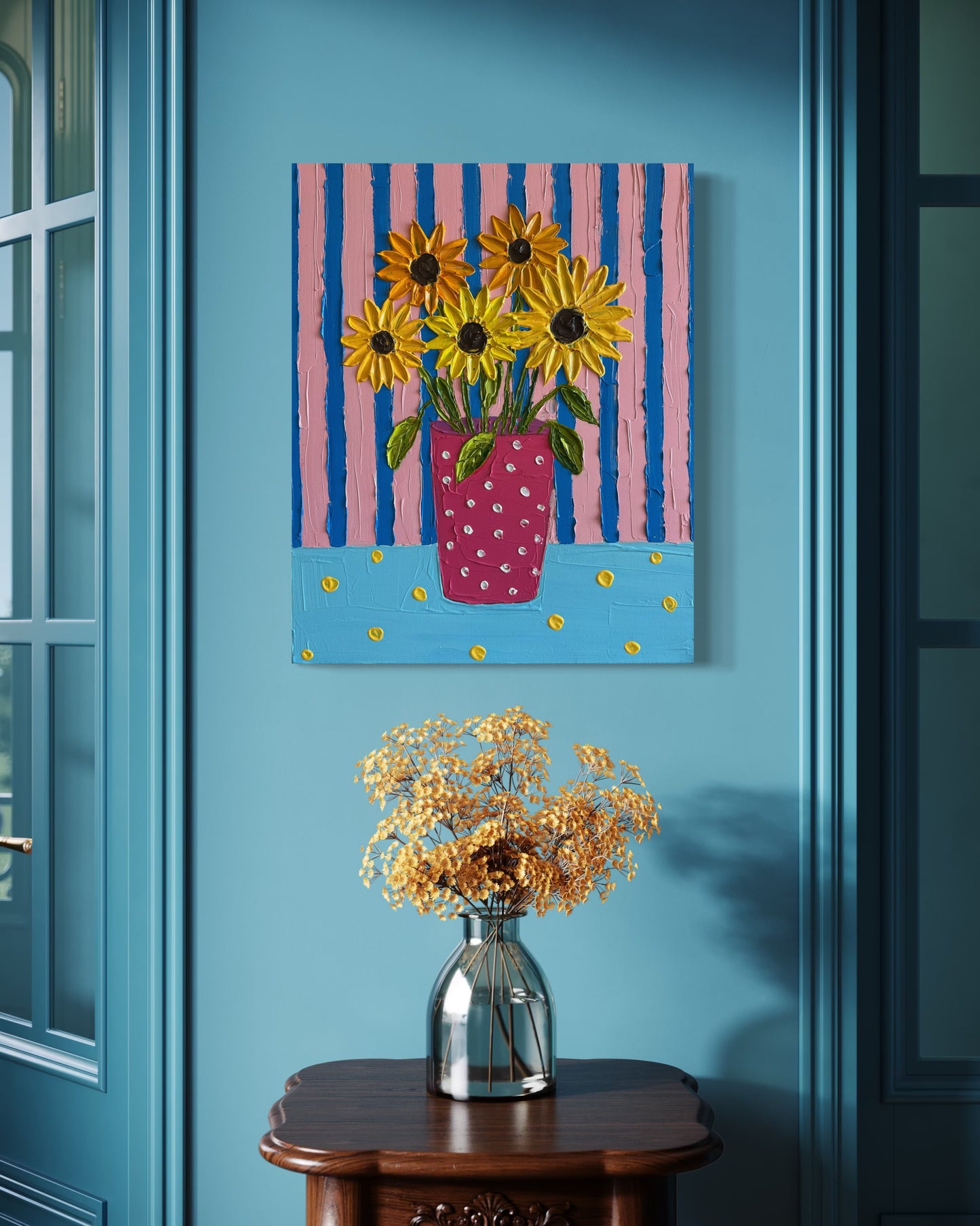 MATISSE INSPIRED SUNFLOWERS 41x51 cm acrylic on canvas original painting