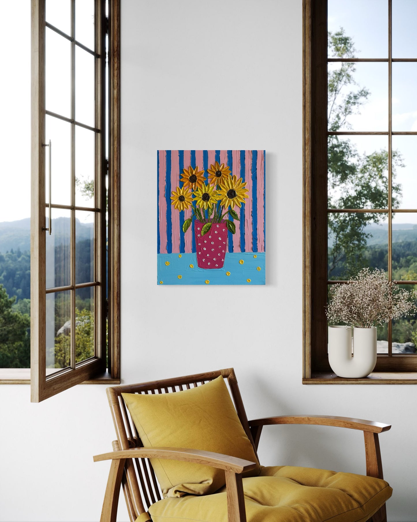 MATISSE INSPIRED SUNFLOWERS 41x51 cm acrylic on canvas original painting