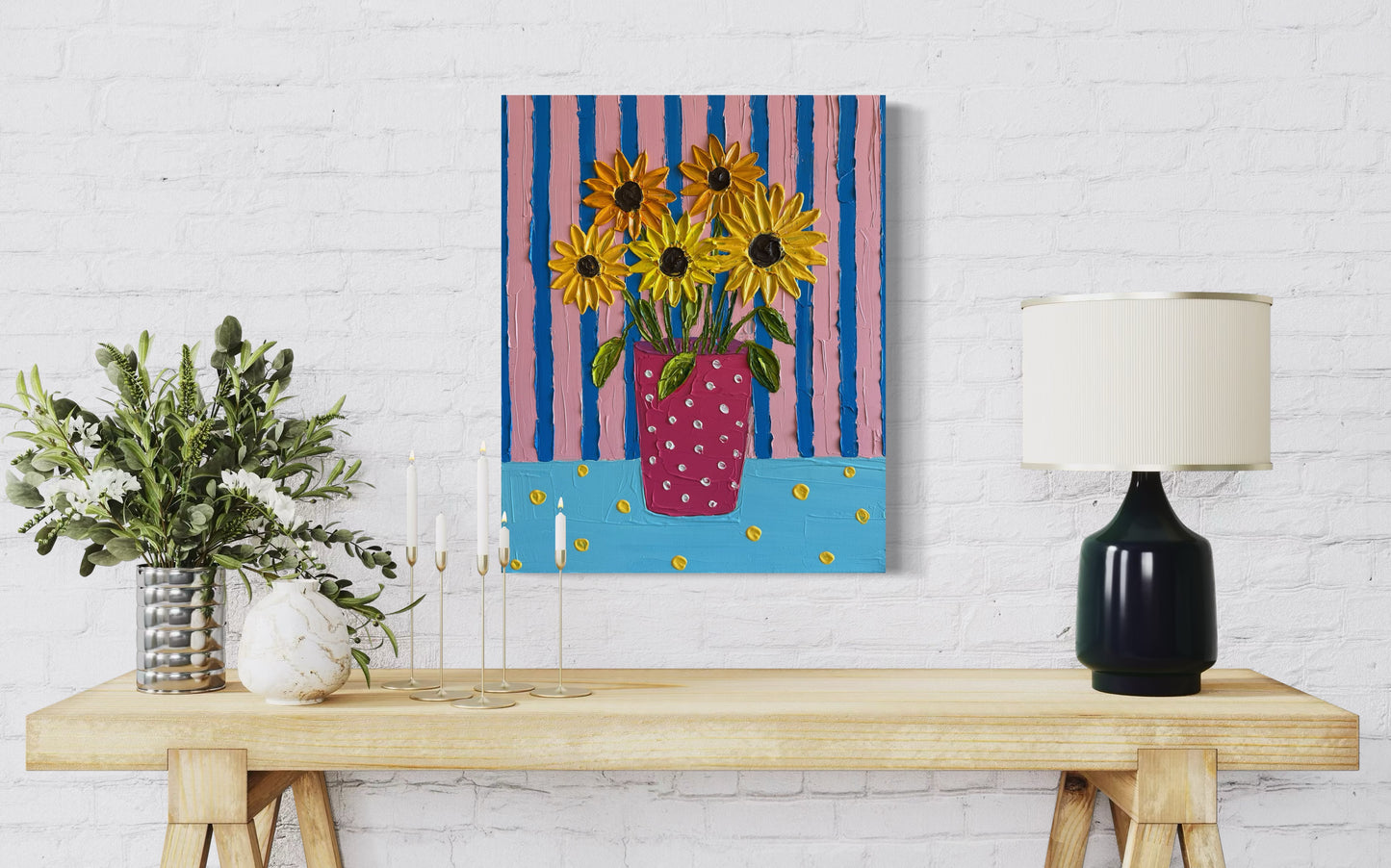 MATISSE INSPIRED SUNFLOWERS 41x51 cm acrylic on canvas original painting