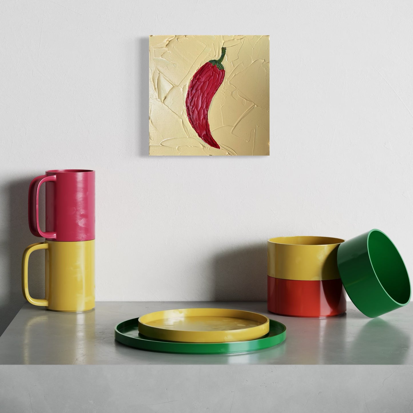 CHILI 15x15 cm acrylic on wood original painting