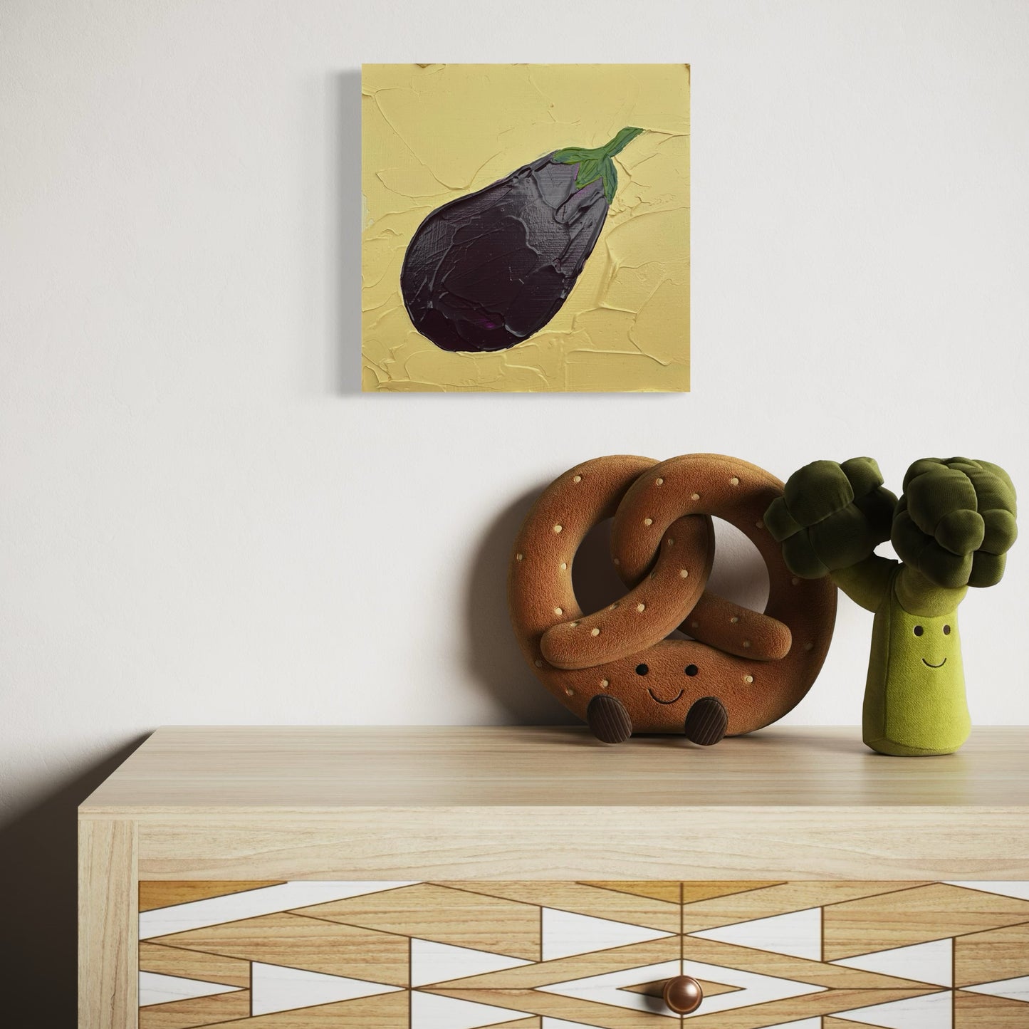 EGGPLANT 15x15 cm acrylic on wood original painting