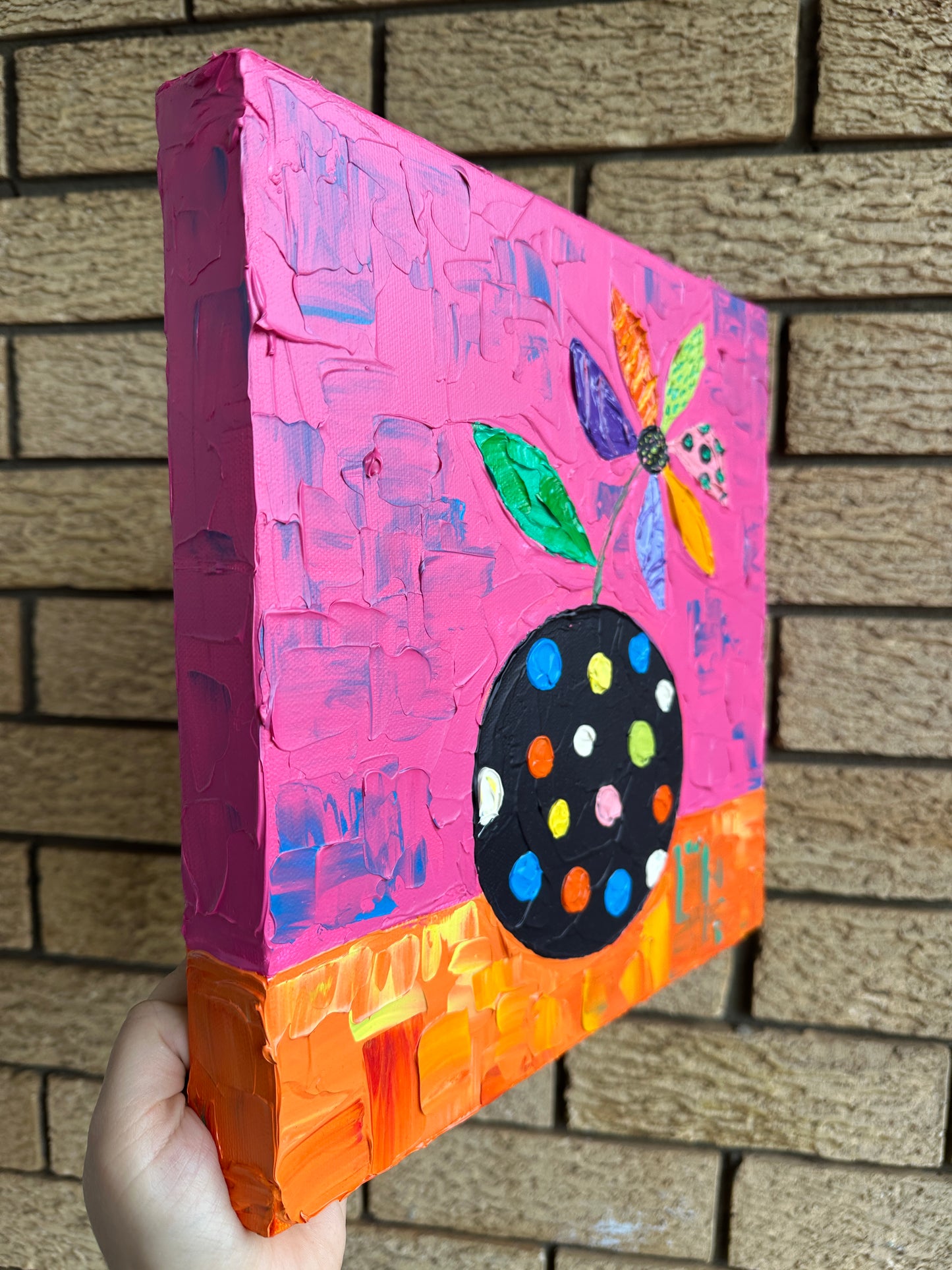 POLKA DOT STILL LIFE 30.5x30.5 cm acrylic on canvas original painting