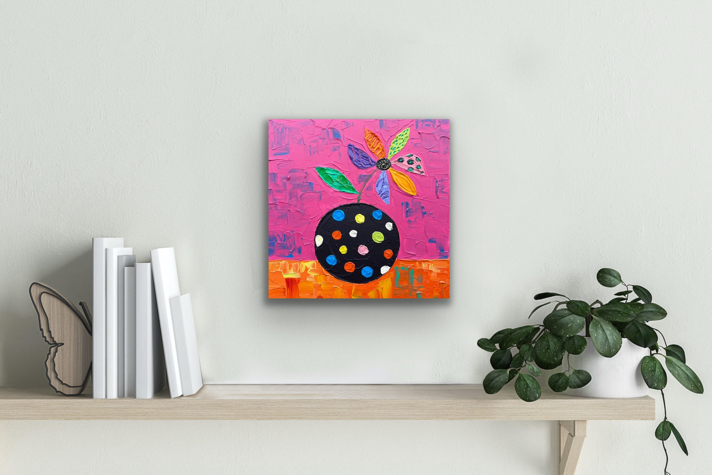 POLKA DOT STILL LIFE 30.5x30.5 cm acrylic on canvas original painting