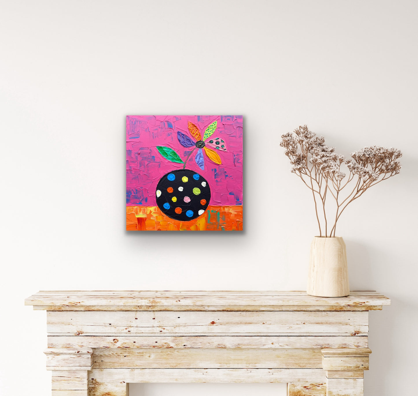 POLKA DOT STILL LIFE 30.5x30.5 cm acrylic on canvas original painting