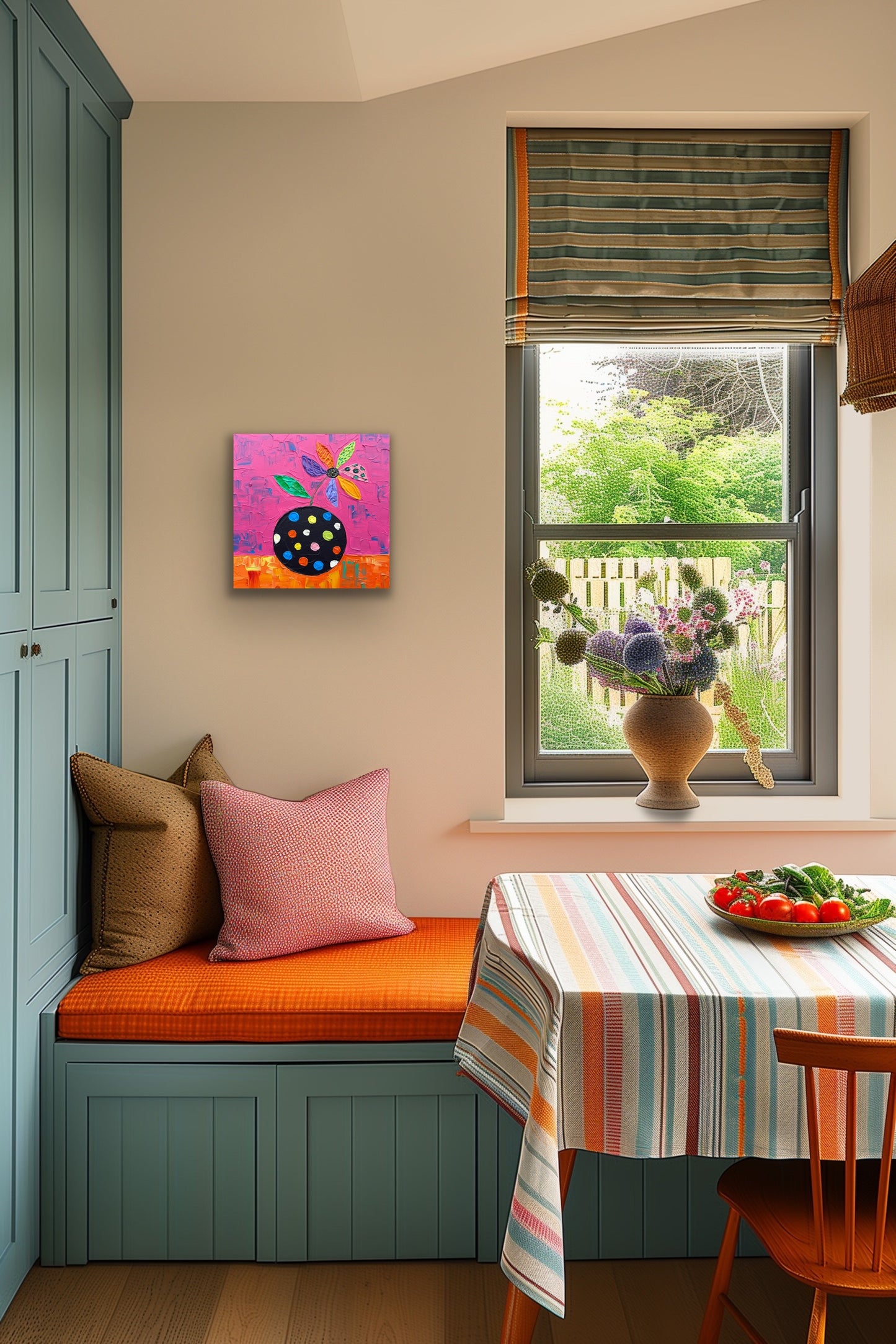 POLKA DOT STILL LIFE 30.5x30.5 cm acrylic on canvas original painting