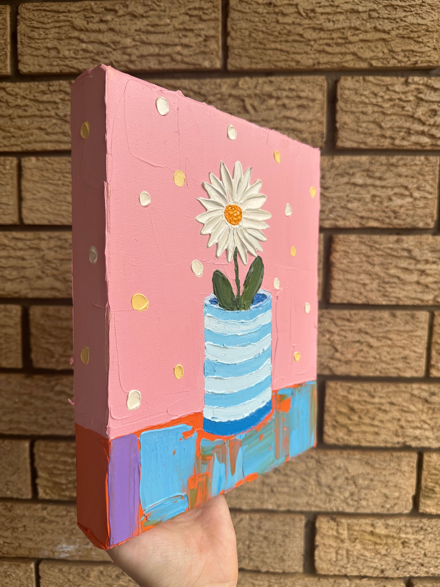 FLOWER IN A VASE 20x25.4 cm acrylic on canvas original painting