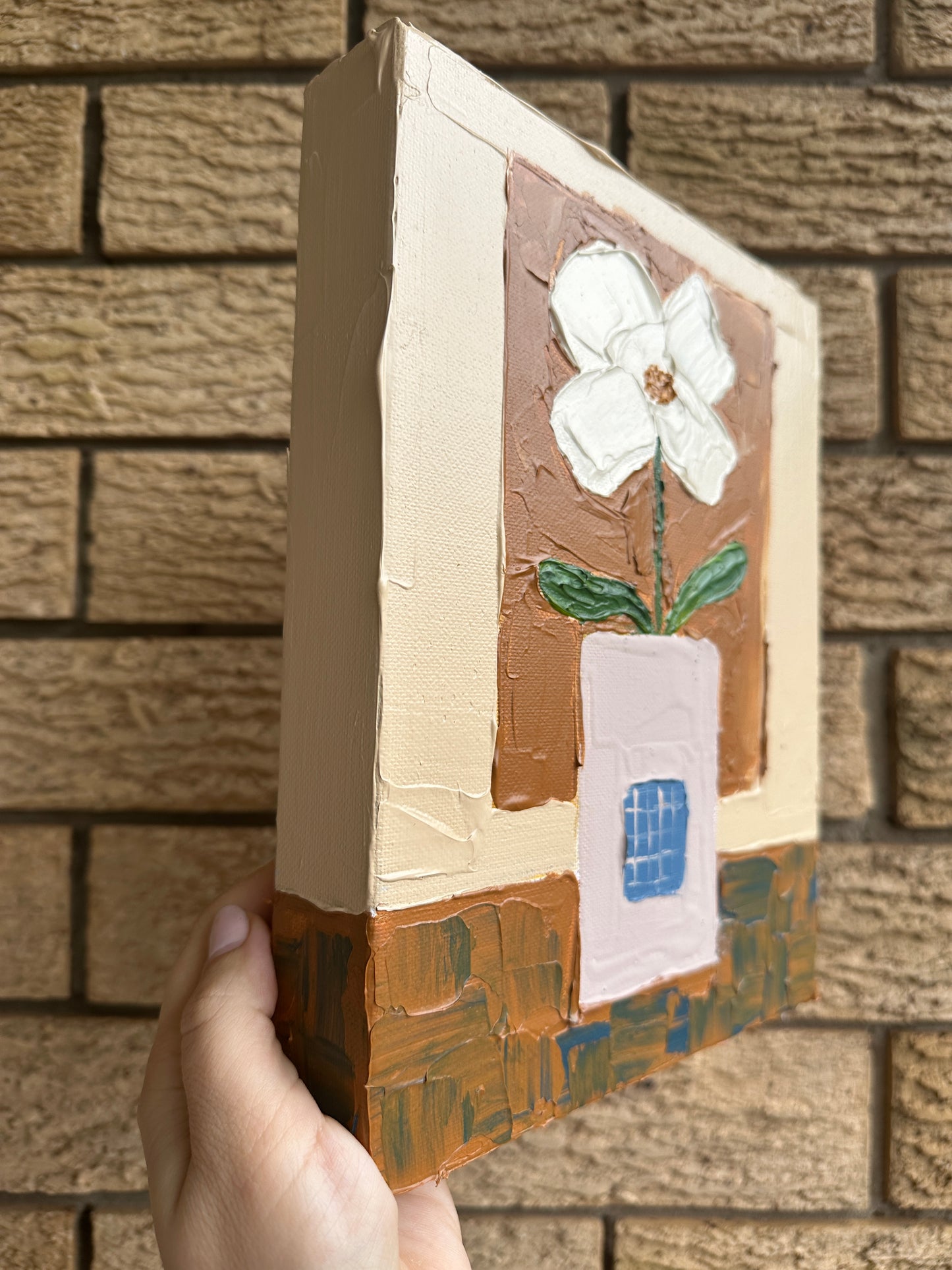 WHITE FLOWER 20x25.4 cm acrylic on canvas original painting