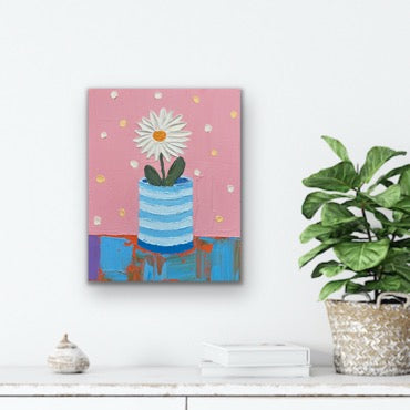 FLOWER IN A VASE 20x25.4 cm acrylic on canvas original painting