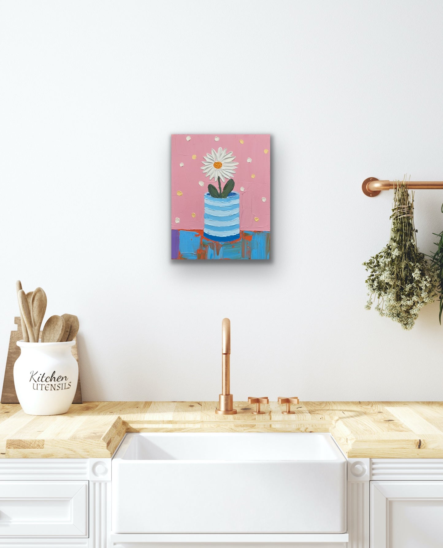 FLOWER IN A VASE 20x25.4 cm acrylic on canvas original painting