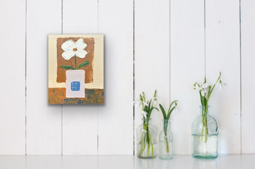 WHITE FLOWER 20x25.4 cm acrylic on canvas original painting