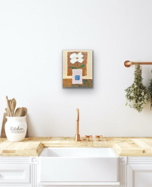 WHITE FLOWER 20x25.4 cm acrylic on canvas original painting