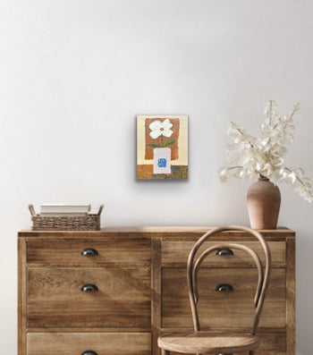 WHITE FLOWER 20x25.4 cm acrylic on canvas original painting