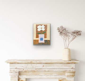 WHITE FLOWER 20x25.4 cm acrylic on canvas original painting